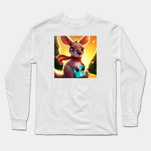 Cute Kangaroo Drawing Long Sleeve T-Shirt by Play Zoo